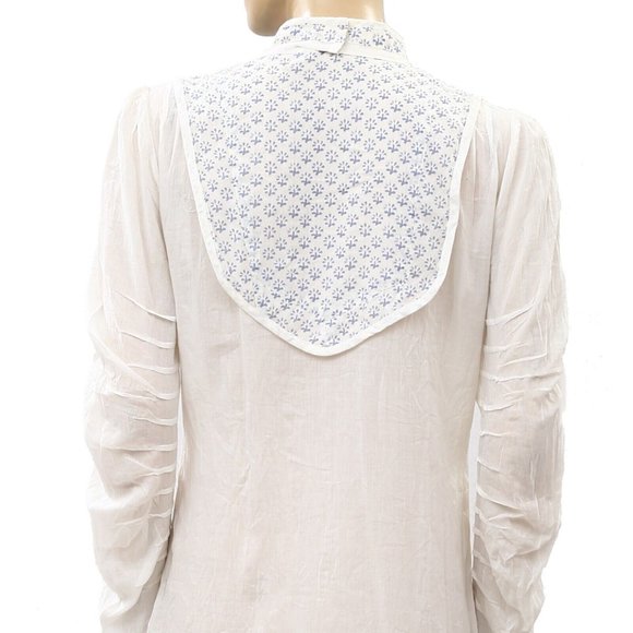 Ulla Johnson Floral Printed Mini Dress White Cotton Long Sleeve S - Picture 3 of 4